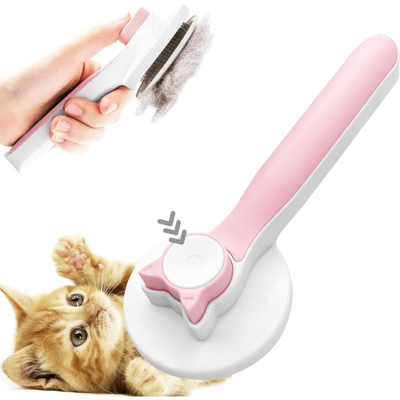 Brosse Pour Chat Avec Bouton Pour Enlever Les Poils Courts Et Longs - Brosse Pour Chien Et Brosse Chat - Peigne Pour Animaux De Compagnie Avec Poils De Massage - Cat Brush