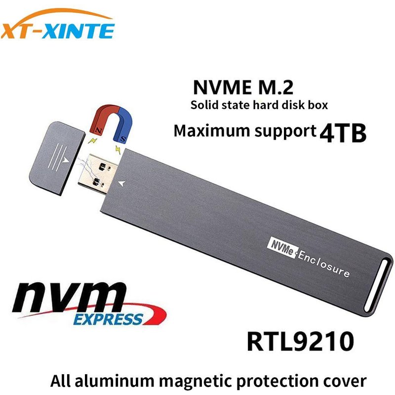 USB 3.0 M.2 NVME boîtier dur externe PCI-e x4 x2 M2 pour taper une clé M boîtier SSD prise en charge de la boîte 2280 2260 2242 4 to HDD carte adaptateur