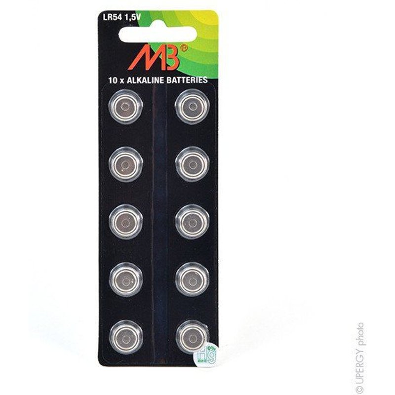 Pile bouton alcaline blister LR1130/LR54 MB - 0% Hg 1.5V 75mAh