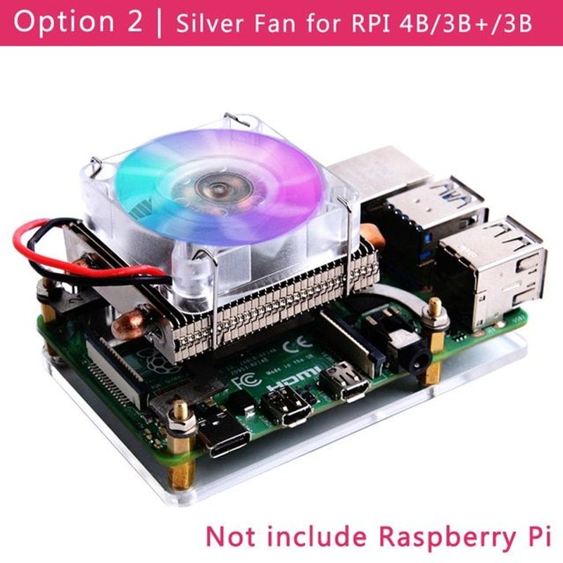 Option 2 Original 52Pi tour de glace ventilateur de refroidissement framboise Pi 7 couleur rvb changeant lumière LED boîtier en métal en option pour framboise Pi 4 modèle B