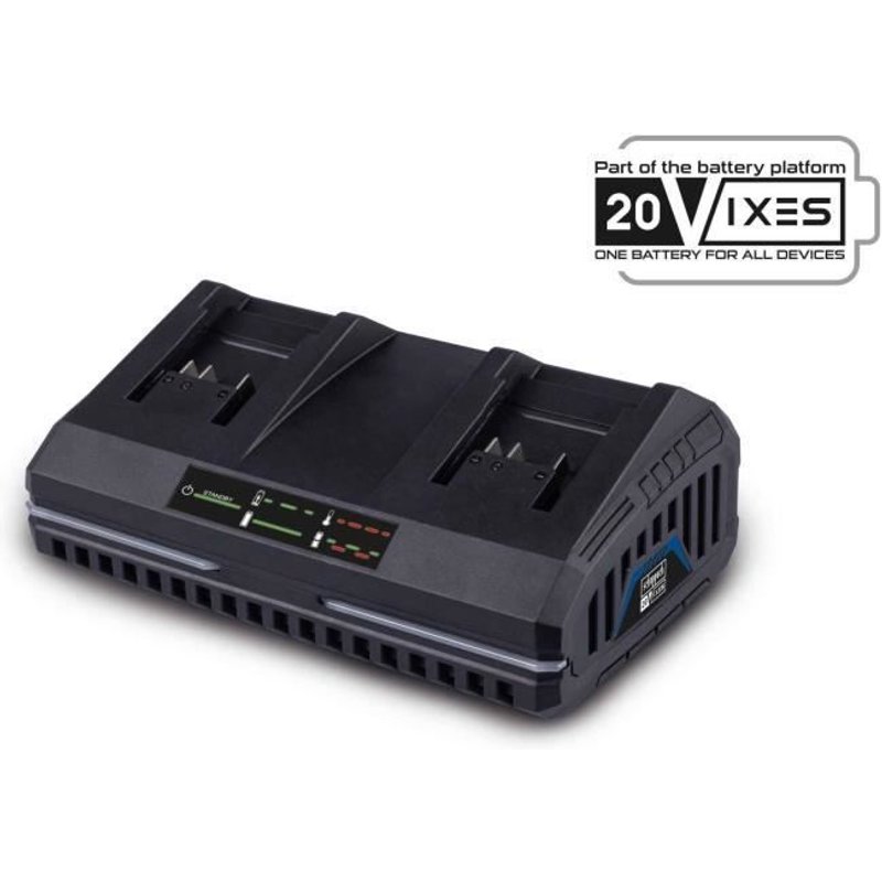 Chargeur double - SCHEPPACH - 2,4 A - SDBC2.4A - Charge simultanément deux batteries Li-ion de la gamme Scheppach 20V IXES
