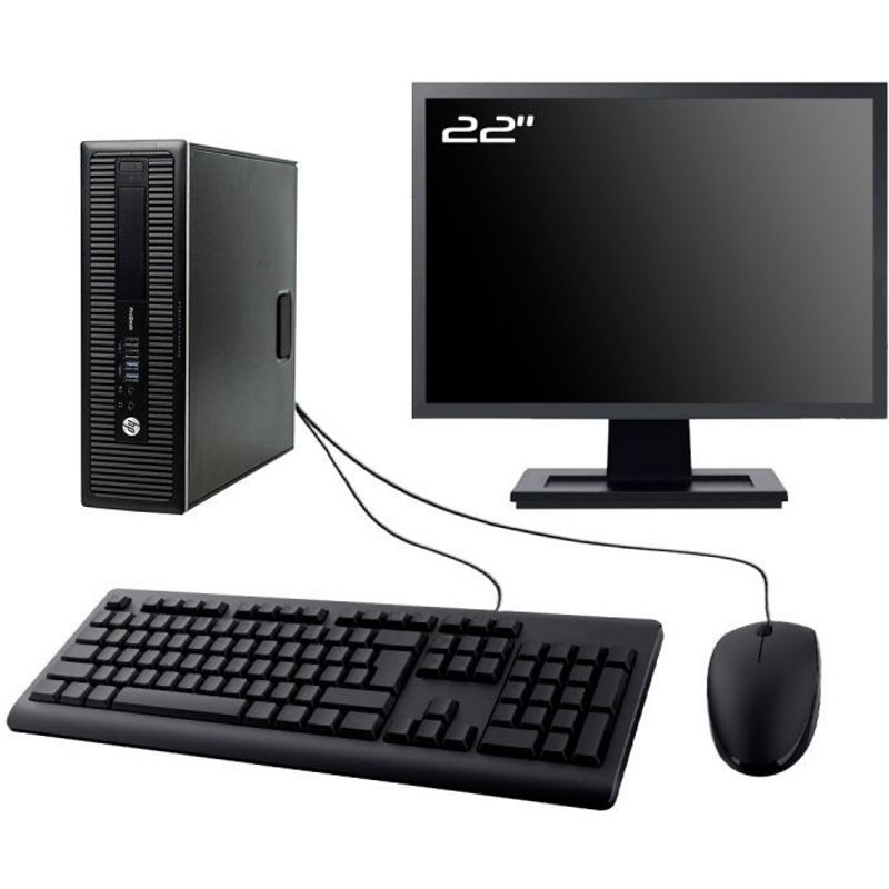 PC HP ProDesk 600 G2 SFF Ecran 22" Intel I7-6700 RAM 32Go SDD 240Go W11 Wifi