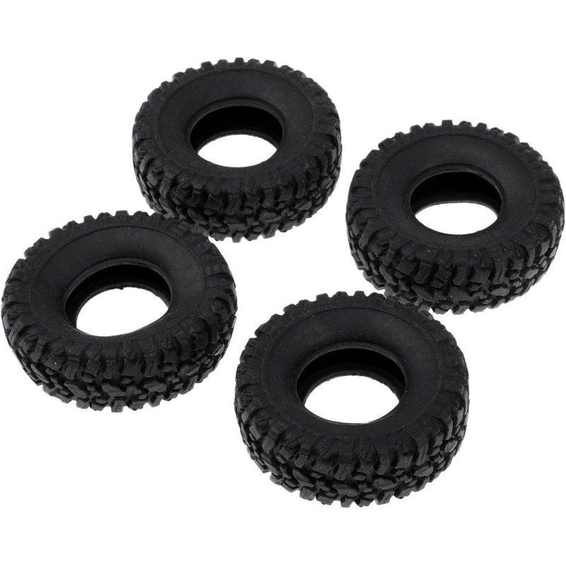 4 Pièces Roue En Caoutchouc Noir Pneu Durable Pièces De Remplacement Pour 1:16 Camion Militaire Rc Crawler Wpl B-1 / B-24