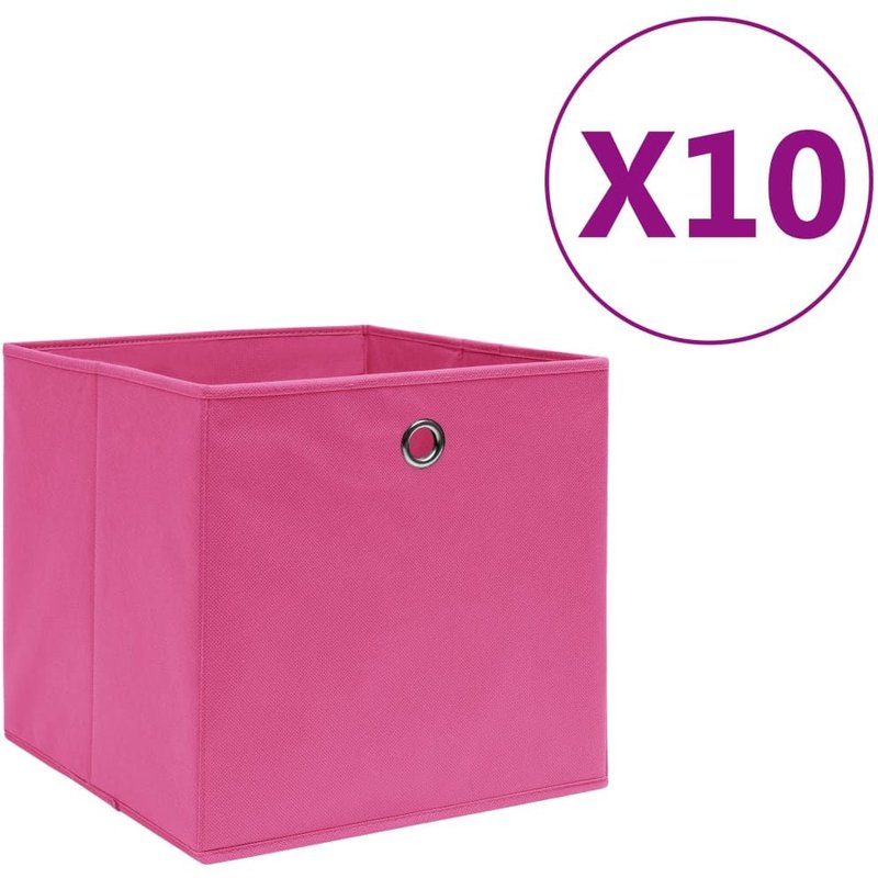 vidaXL Boîtes de rangement 10 pcs Tissu intissé 28x28x28 cm Rose
