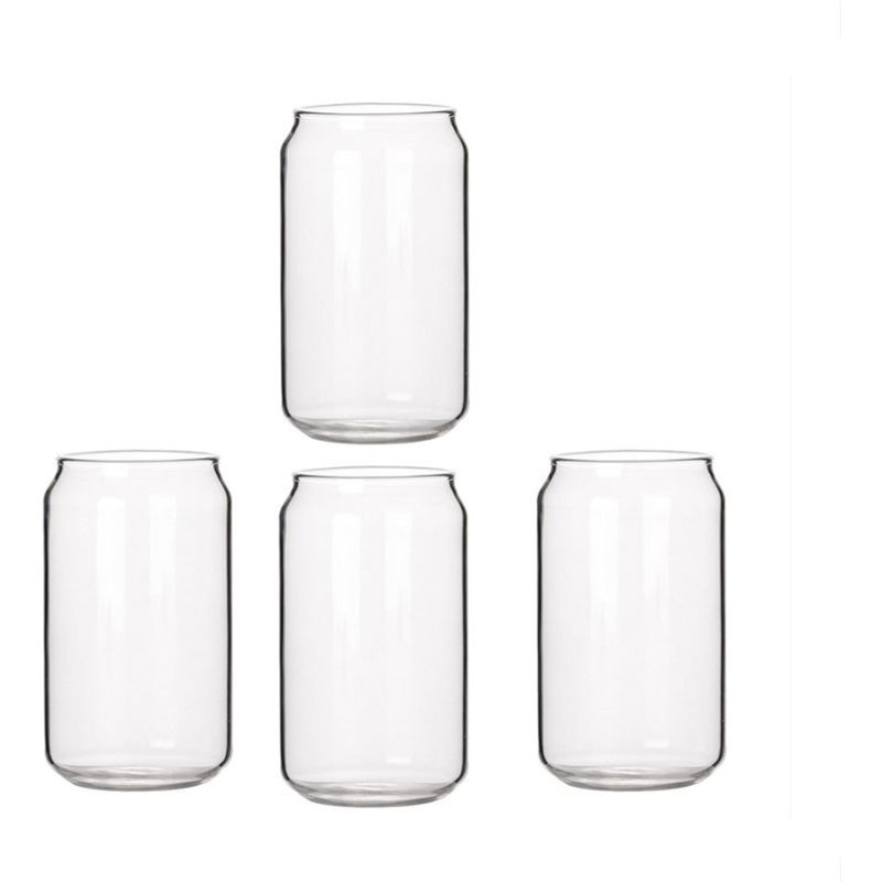Paquet de 4 BoîTes de Conserve en Forme de Verre à la Mode de Jus de Lait Simple Tasse de Jus de BièRe en Verre Secouer Verre à Dessert Tasse de Cola Tasse, 400 Ml