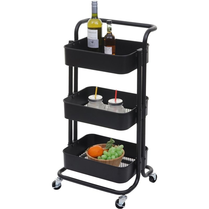 Chariot De Service Hwc-C64, Chariot De Cuisine Chariot De Bar Noir Avec Poignée