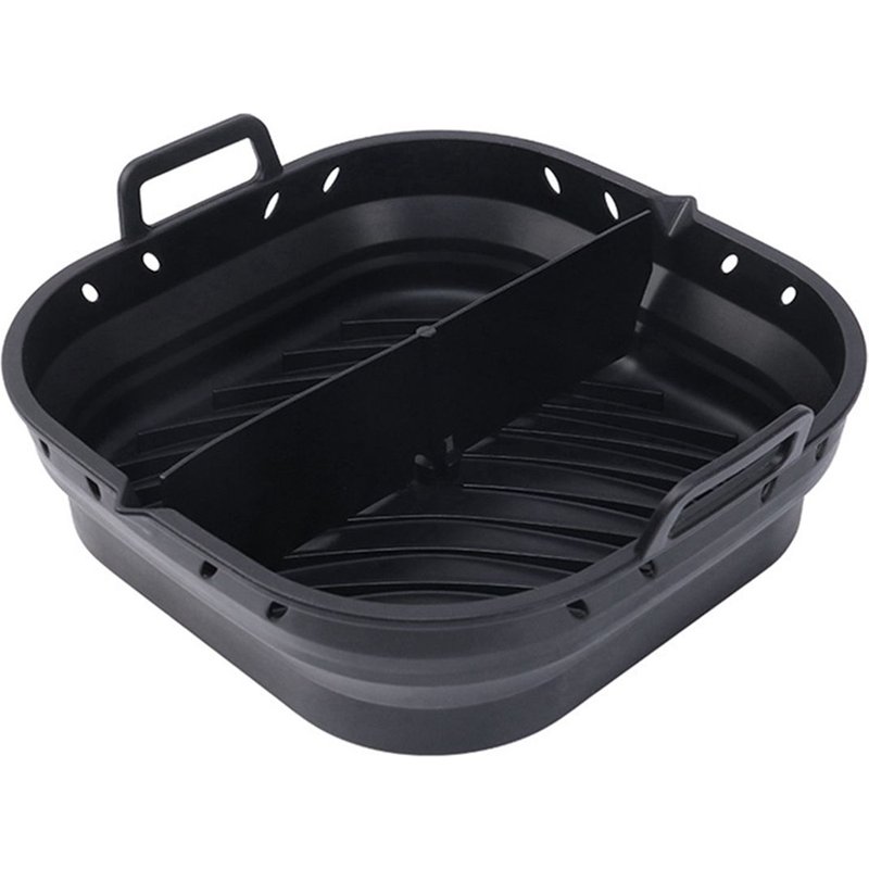 Plaque en Silicone pour Friteuse à Air Carrée Réutilisable Accessoires de Cuisson Pliable 8,5 Pouces Outil Moule Noir