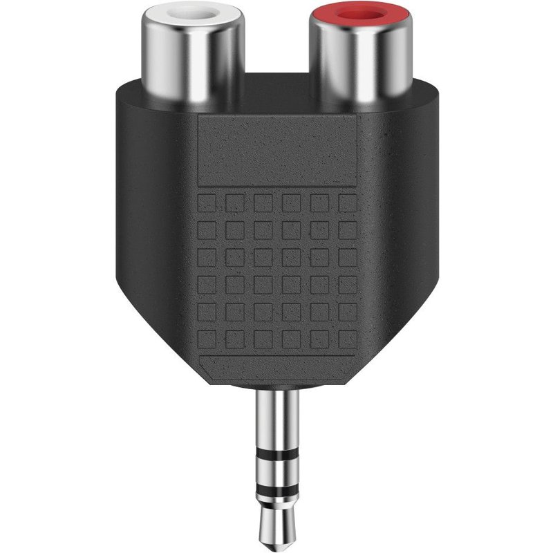 Adaptateur audio court, jack stéréo mâle 3,5 mm, 2 fiches RCA femelles