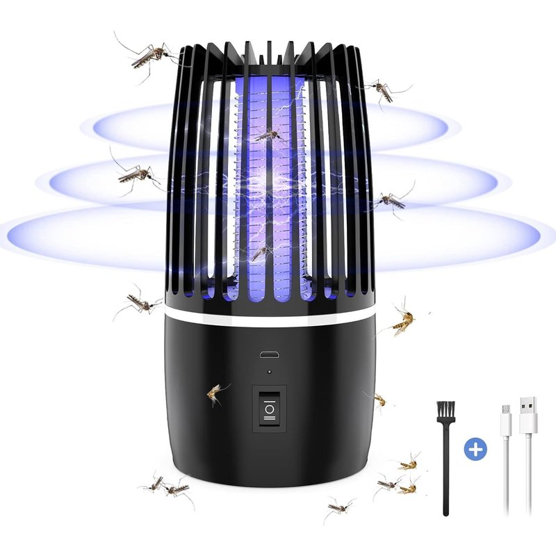 Lampe Anti Moustique, Lampe électrique Anti Insectes 4000mAh Rechargeable USB Piège à Mouche Insectes 360 ° UV Électrique Anti Moustique Veilleuse Intérieur Extérieur Veilleuse Puissant Attrayant