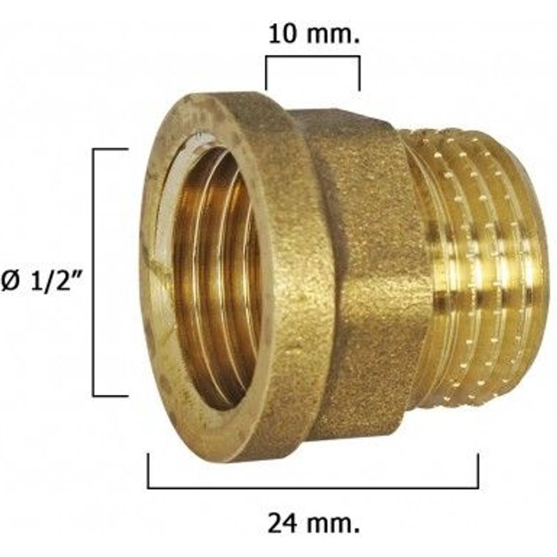 Rallonge hexagonale polie 1/2 x 10.