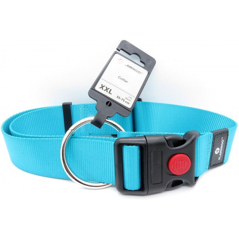 Flamingo Pet Products Collier Ziggi Turquoise 55 -75 Cm. 40 Mm . Taille Xxl. Pour Chien.