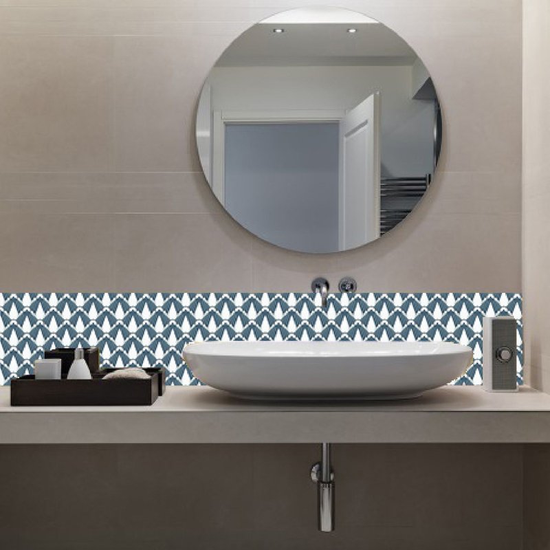 Crédence Adhésive Scandinave En Pvc Décoration - L. 200 X L. 40 Cm - Bleu