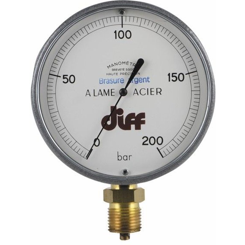 Manomètre rond 0 à 200b Ø110mm M1/2
