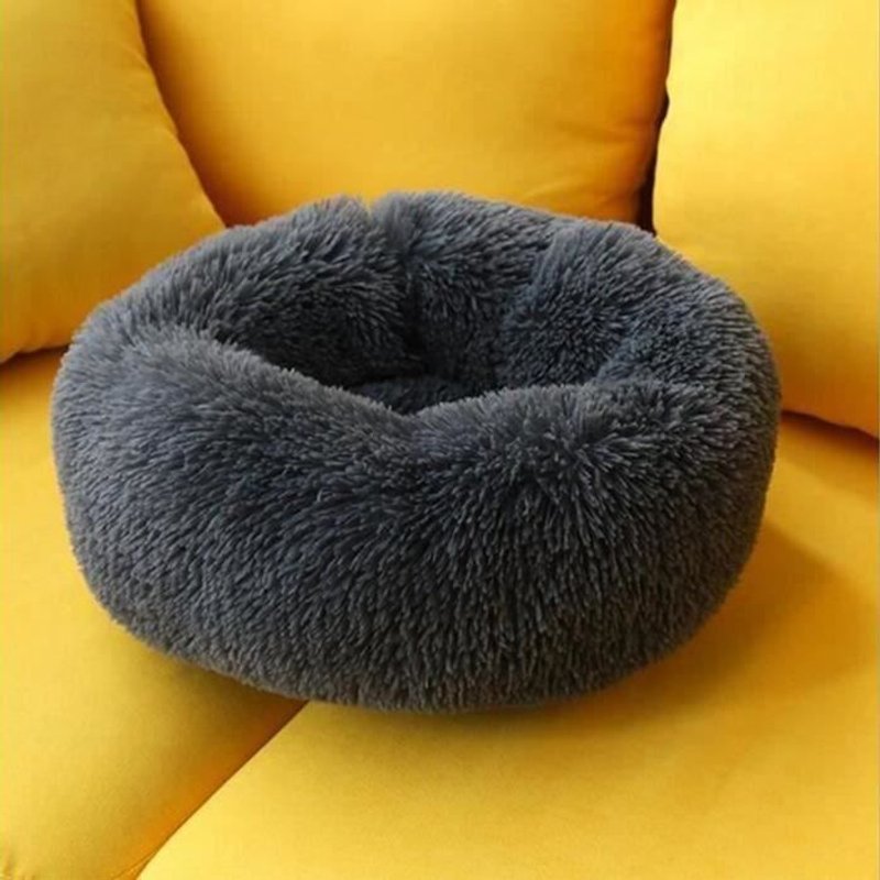 Panier Dormir Chat Chien Lit Animal En Peluche Chien Chat Rond Beignet Cuddler Lit Diamètre 60 Cm Taille L-Noir Qui20354