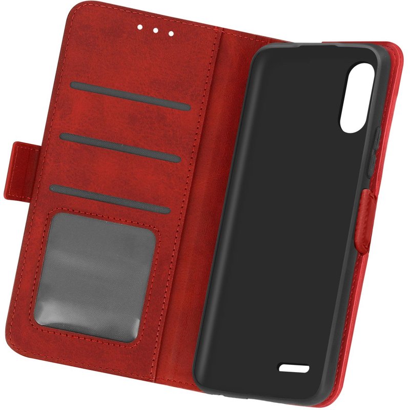 Étui LG K22 Style Vintage avec Porte-cartes et Support Vidéo rouge