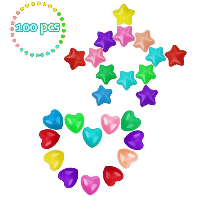 Lot de 100 balles de sécurité souples en plastique, en forme d'étoile, de coeur, pour piscine, jeu anti-Stress, Air, pour fosse, jouets de sport amusants, #40