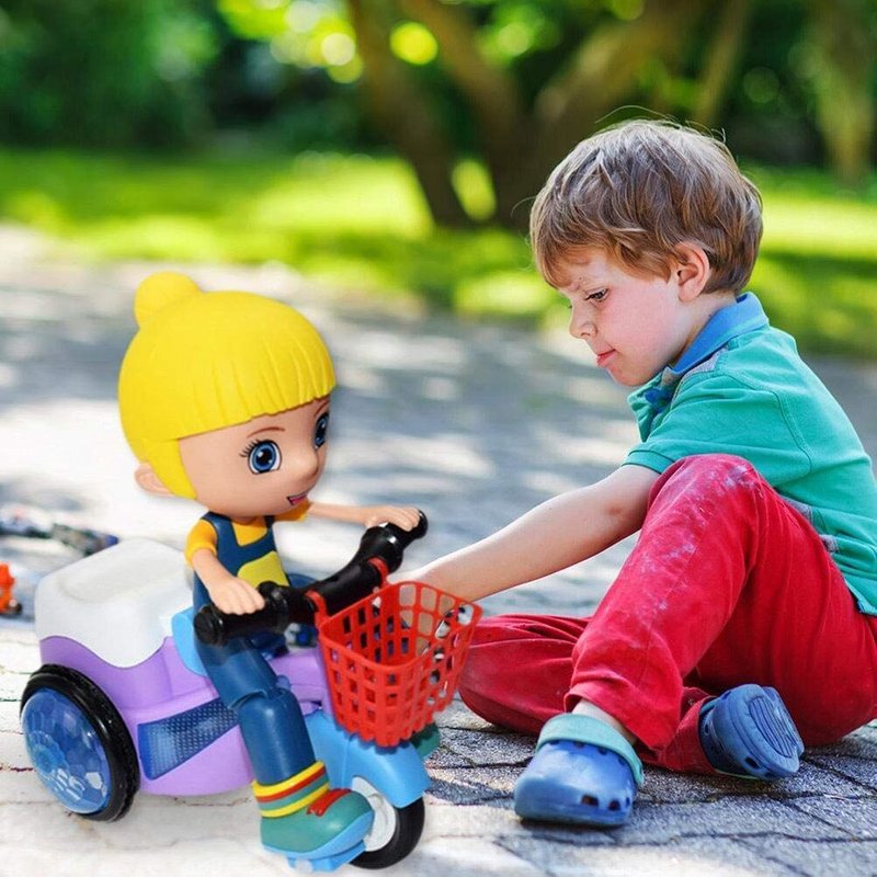 Tricycle Électrique Pour Enfants, Jouet De Simulation De Couleur Aléatoire, Musique Légère, Dessin Animé Fille Et Garçon, Cascade, Moto Éducative #20