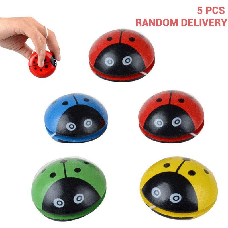 Jouets Yoyo En Bois Pour Enfants, 5 Pièces, Imprimés D'animaux Mignons, Coccinelle, Créatif