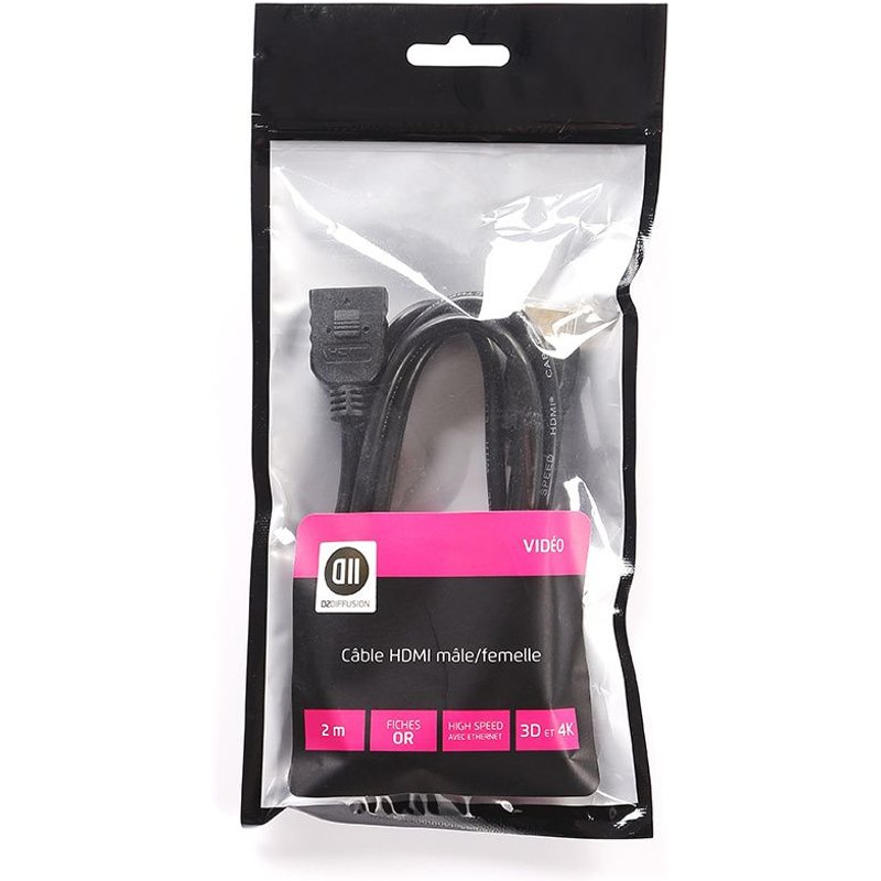 Cable HDMI D2 Diffusion 2m M/F (rallonge)