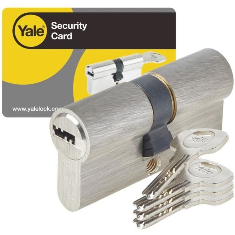 YALE Cylindre de Serrure Debrayable - Pour Porte Exterieure-Entree - 6 Goupilles - 4 Cles - 40 x 45 mm