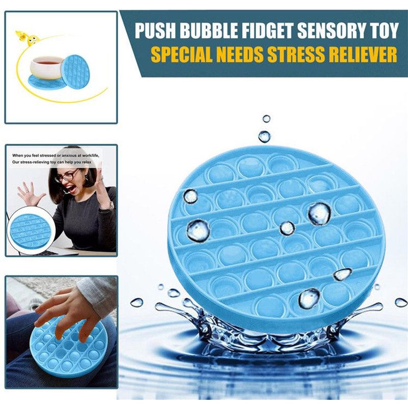 Pincez Sensorielle Jouet, Push Pop Bubble Fidget Sensory Jouet,Bleu