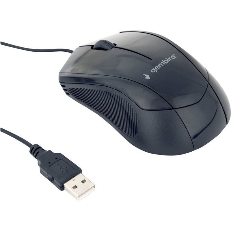 Gembird MUS-3B-02 - Souris - optique - 3 boutons - filaire - USB - noir - blister