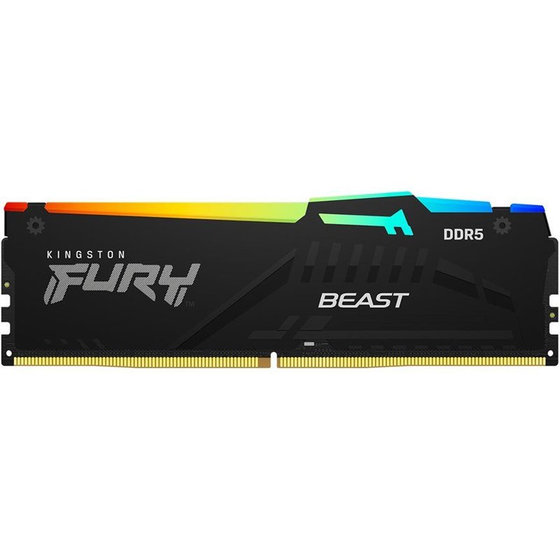 Kingston FURY Beast RGB - DDR5 - module - 16 Go - DIMM 288 broches - 5600 MT/s / PC5-44800 - CL40 - 1.25 V - mémoire sans tampon - on-die ECC