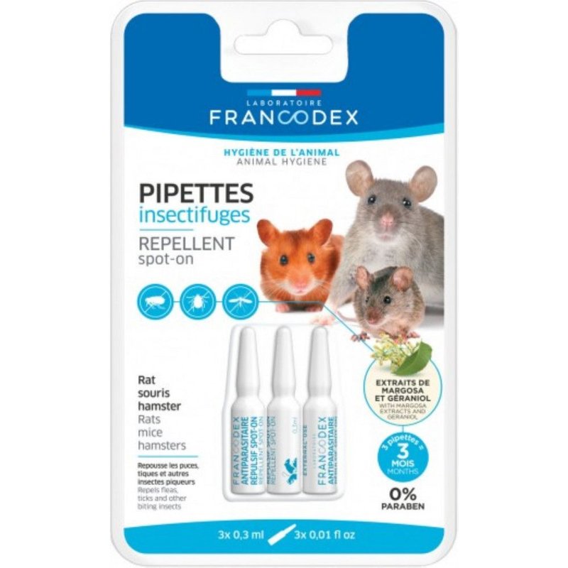 Francodex-3 Pipettes Insectifuges. Pour Rats, Souris Et Hamsters.-Fr-174072