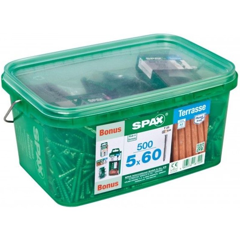 Lot de 500 vis terrasse acier tĂȘte cylindrique SPAX, Diam.5 mm x L.60 mm