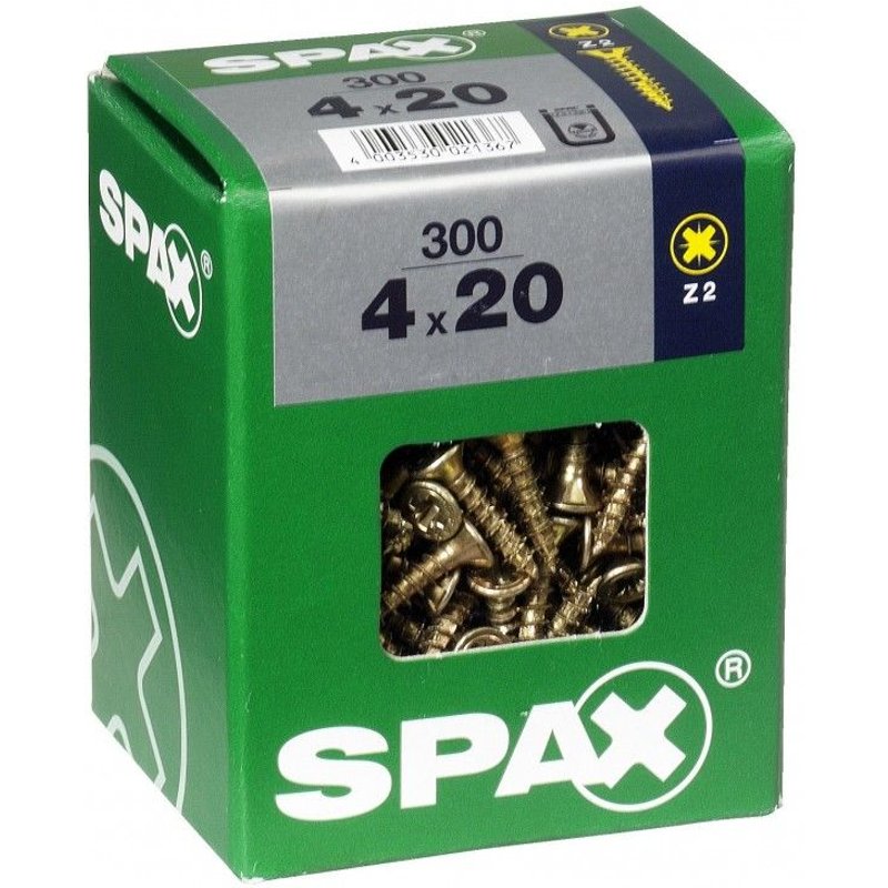 Lot de 300 vis acier tĂȘte fraisĂ©e pozidriv SPAX TF pz 4x20 YELLOX
