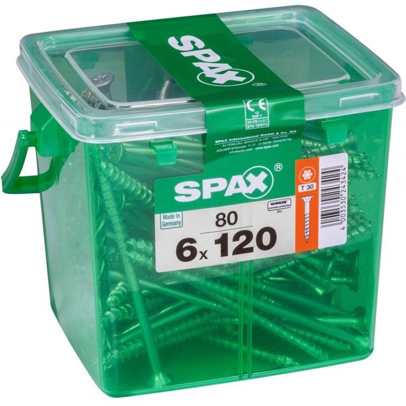 Lot de 80 vis acier tĂȘte plate SPAX, Diam.6 mm x L.120 mm