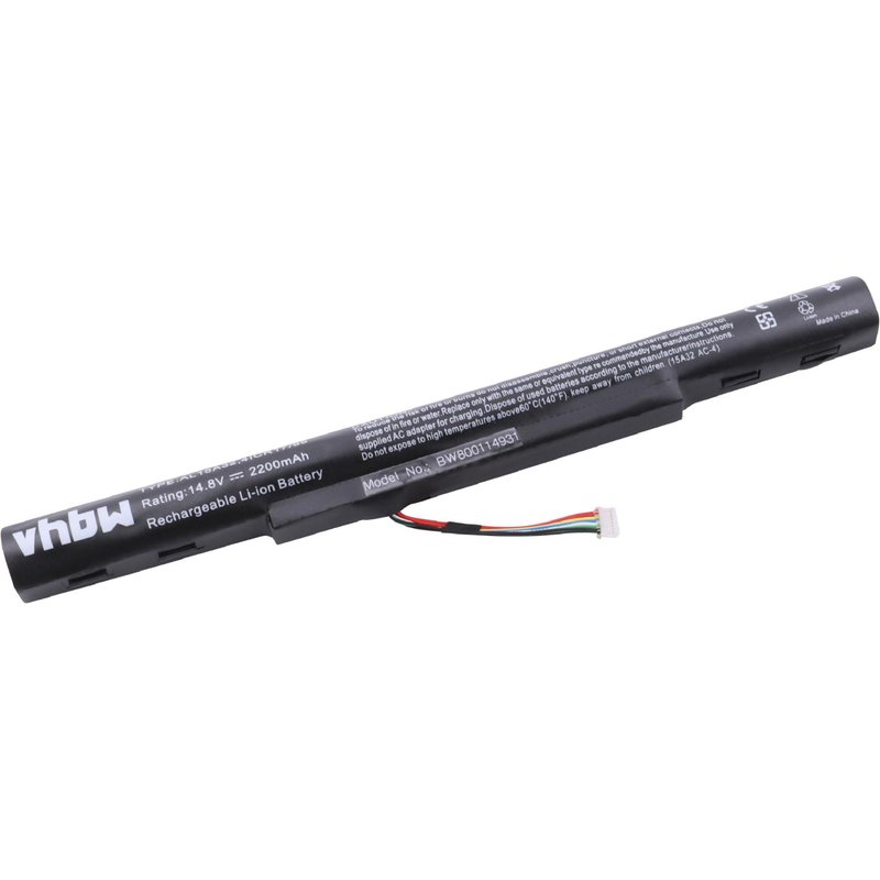 vhbw batterie compatible avec Acer Aspire E5-473-35Q0, E5-473-387A, E5-473-P8RB, E5-473G-50HZ laptop (2200mAh, 14,8V, Li-Ion, noir)