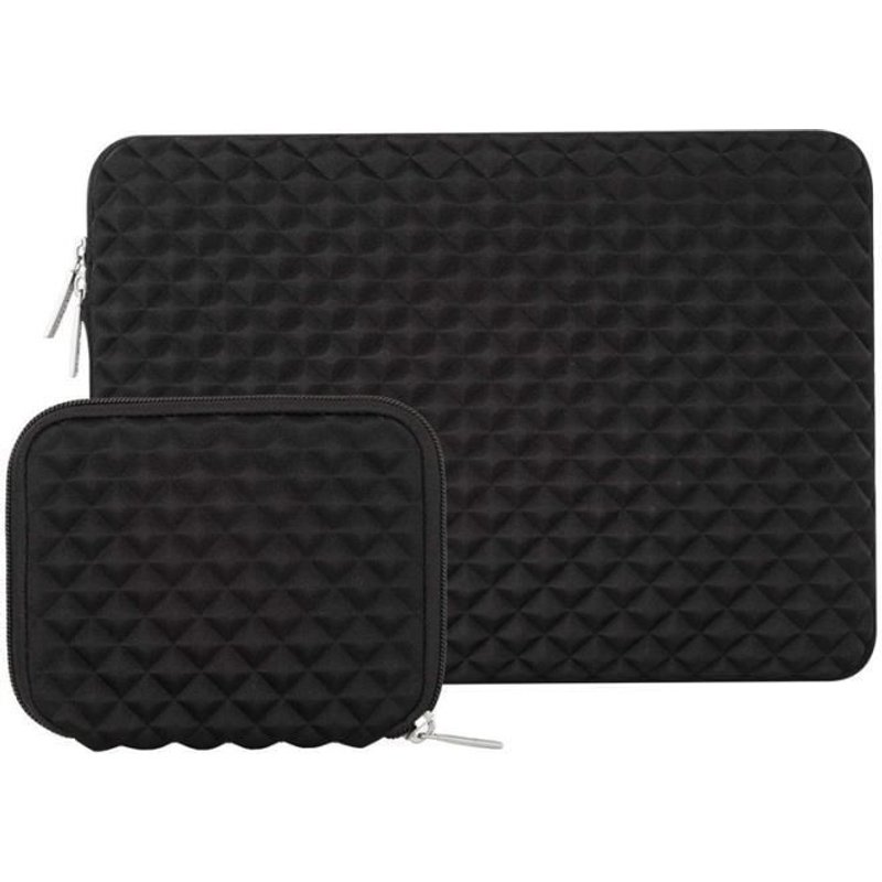 13-13,3 Pouces Housse MacBook Air 13/Macbook Pro 13/13,3 Ordinateur Portable , Diamant Style Étui + avec Une Petite Pochette, Noir