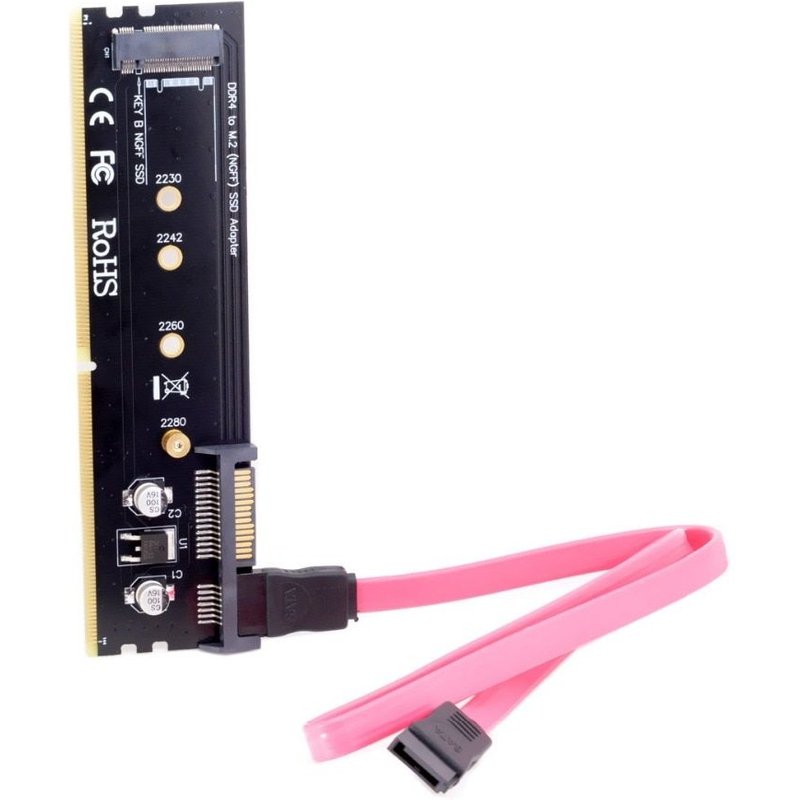 Adapter card Adaptateur de disque dur SATA 22 broches, M.2 NGFF b-key/B/m-key SSD, PCBA avec support de connecteur DDR4