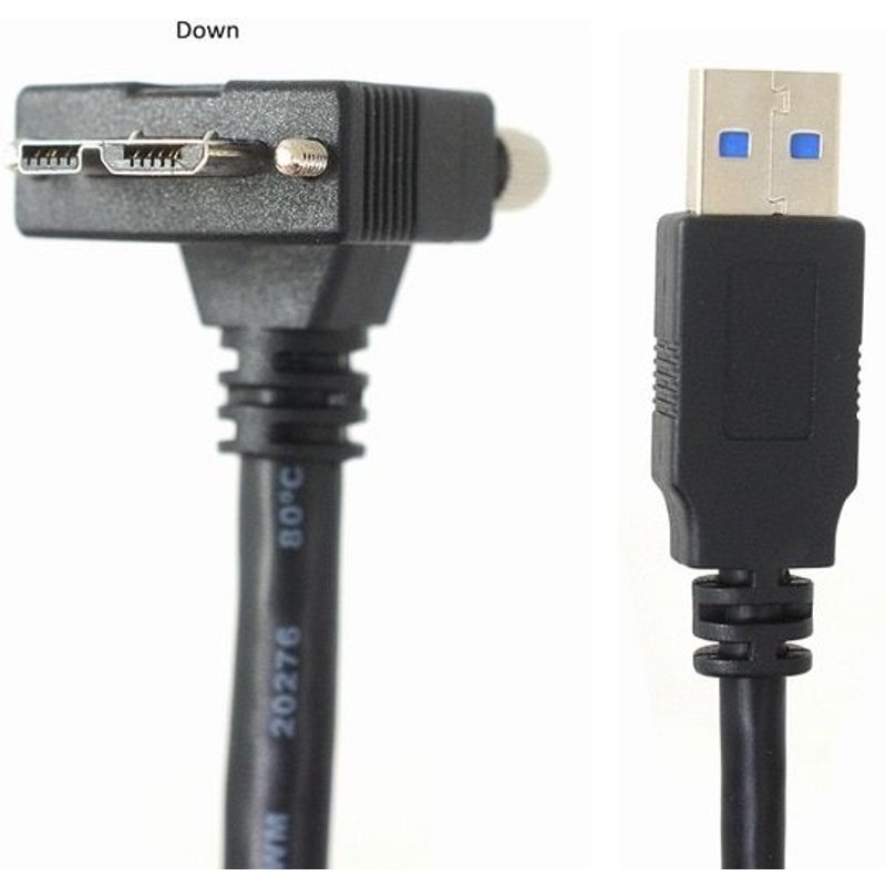 Down 5m Câble de données USB 3.0 a-b coudé à 90 degrés, à droite, gauche, haut et bas, avec vis de verrouillage, 3.0 m 3m 5m