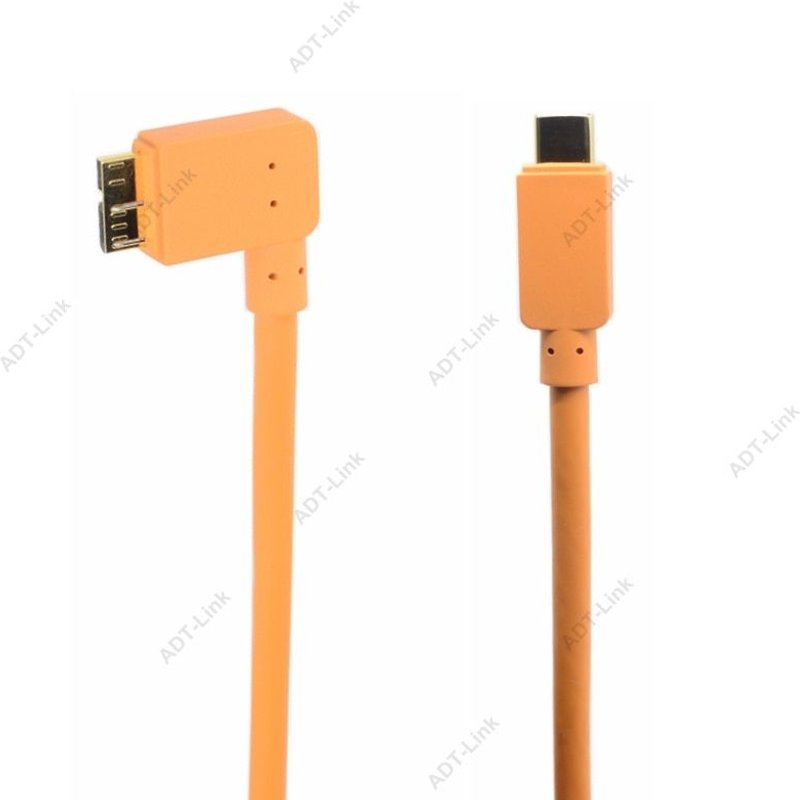 5M Câble à Angle droit (Orange) micro-b USB-C à 3.0, connexion USB type-c de votre ordinateur à la caméra
