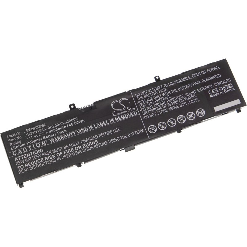 vhbw batterie remplace Asus 0B200-02020000, B31N1535 pour laptop (4000mAh, 11,4V, Li-Polymère, noir)