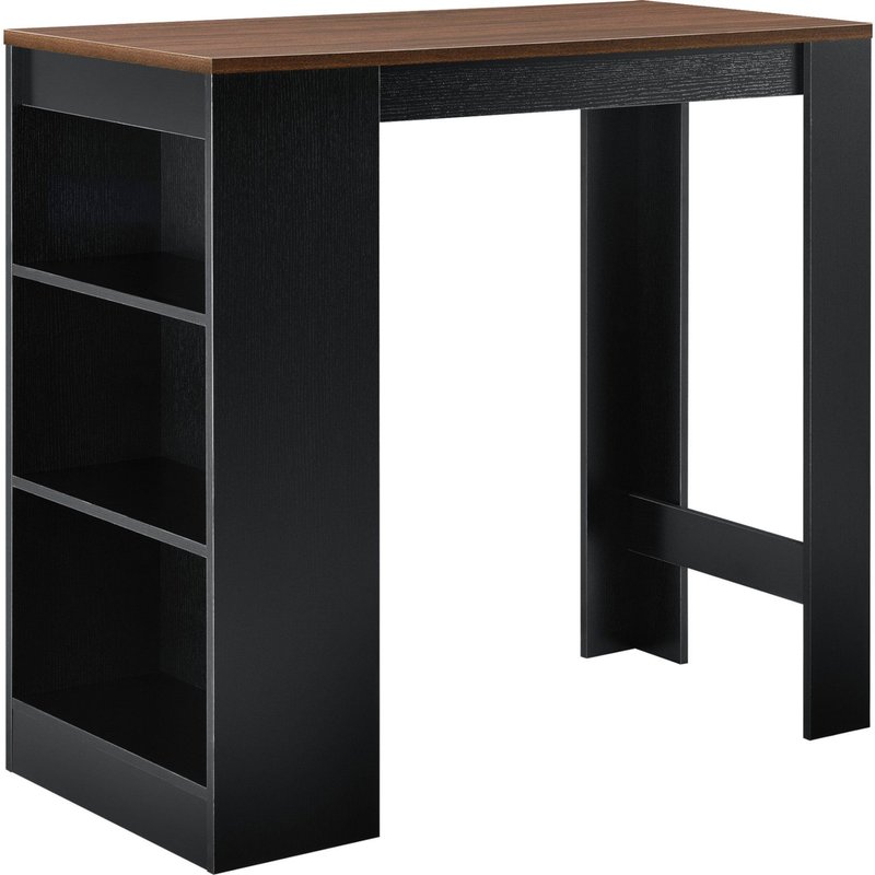 Table De Bar Avec Rangement Bistro Haut 110 Cm Noir Et Effet Noyer Helloshop26 03_0006192
