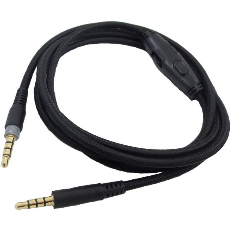 Cable de remplacement fiche 3,5 mm audio avec controle pour casque Kingston HyperX Cloud II / HyperX Cloud Alpha Noir