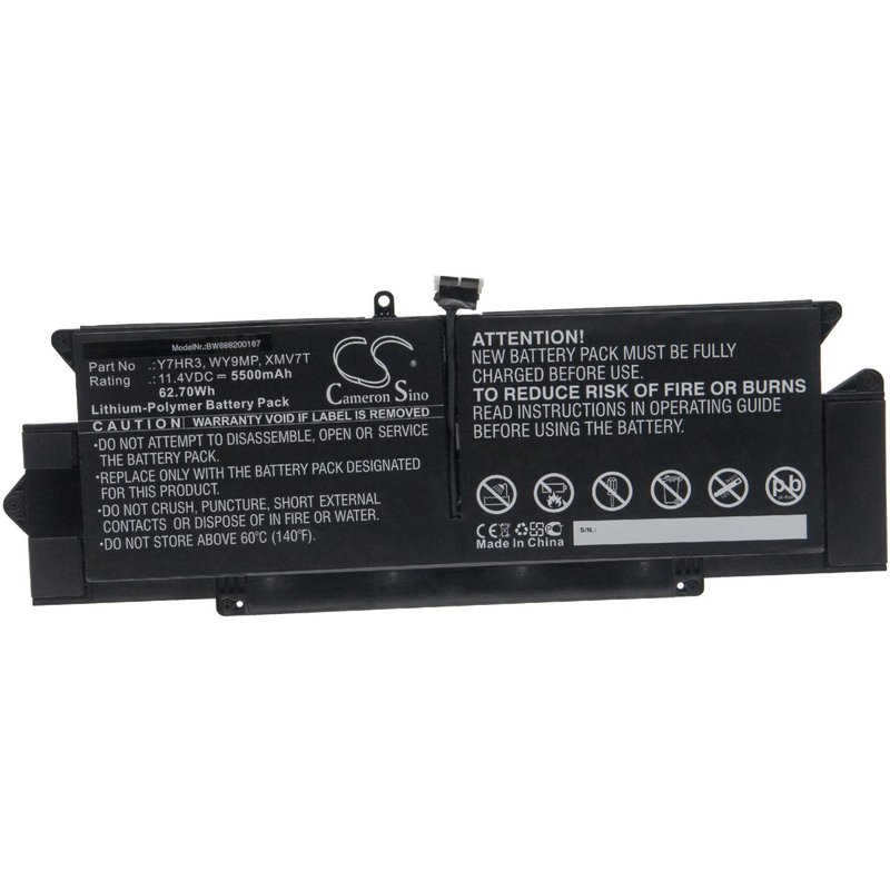 vhbw Batterie compatible avec Dell Latitude 7410 ordinateur portable Notebook (5500mAh, 11,4V, Li-polymère)