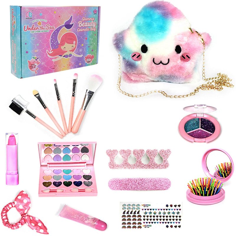 Ensemble de maison de jeu de 20 pièces, cosmétiques pour enfants, lavables, non toxiques, jouets de maquillage pour enfants, boîte de cosmétiques pour enfants