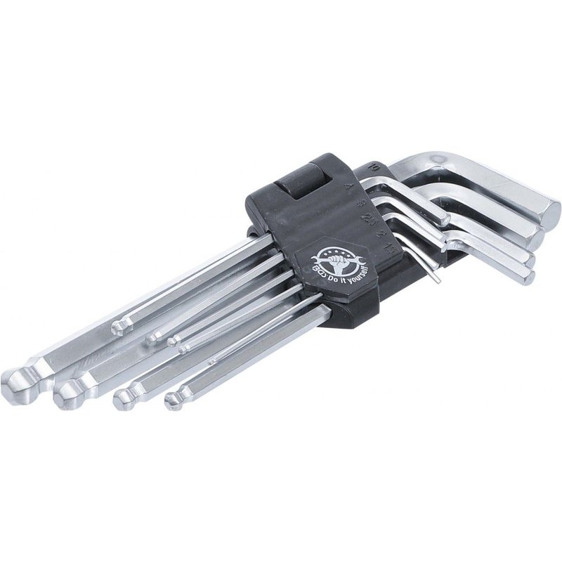 JEU DE CLÉS ALLEN SIX PANS INTÉRIEURS/FEMELLE À TÊTE SPHÉRIQUE 1,5 - 10 MM 9 PIÈCES