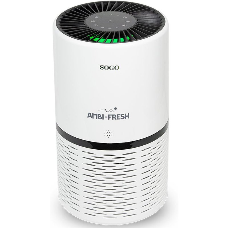 Sogo Ss-21710, Purificateur D'air Pour La Maison Et Le Bureau Avec Filtre Hepa Et Charbon Actif, Cadr 250 M3 / H, Jusqu'à 25-30 M2; Élimine La Poussière D'allergènes De Fumée Et Plus, Blanc