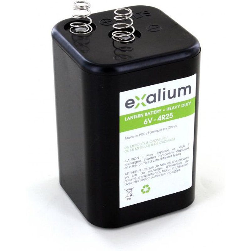 Pile Saline 6V 4R25 Exalium contact à ressort