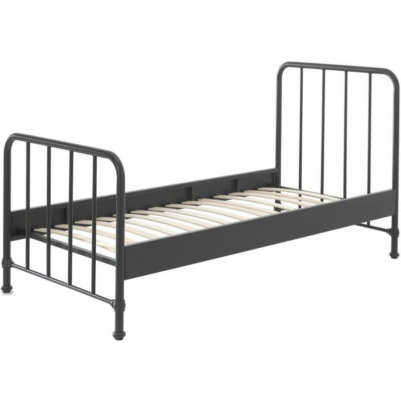 Vipack Lit Simple En Mtal Noir Mat Bronxx 90x200cm
