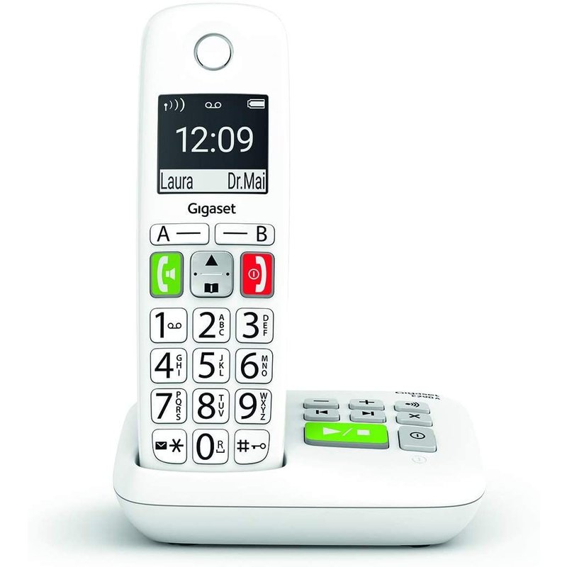 téléphone fixe solo sans Fil avec répondeur avec Grand écran rétroéclairé blanc