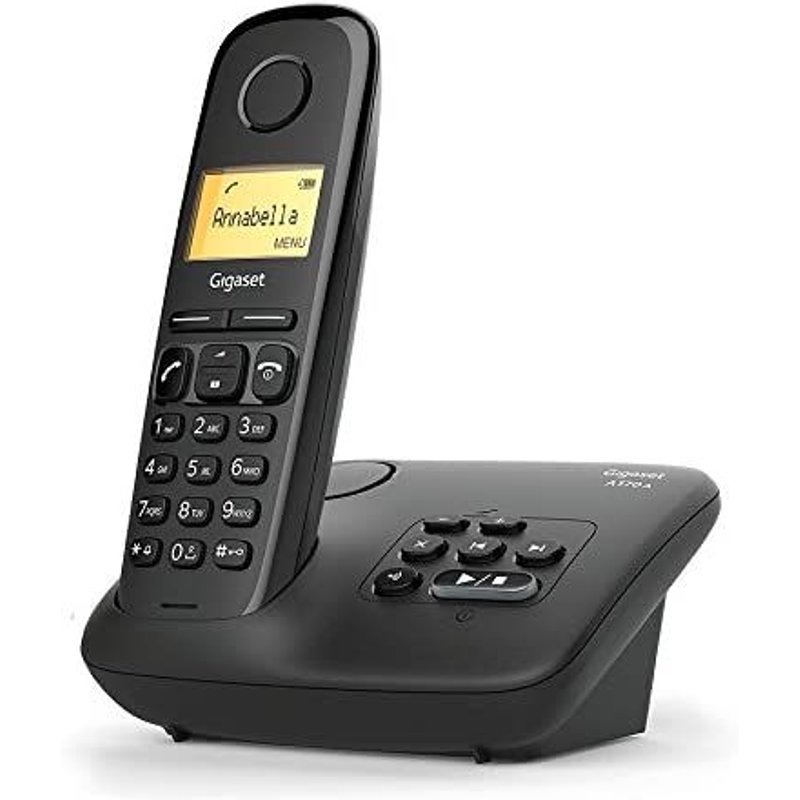 téléphone fixe solo sans fil DECT/GAP avec répondeur noir
