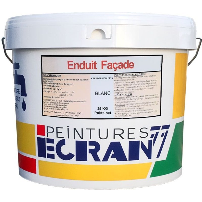 Enduit façade, crepi grains fins, application rouleau, 25 kg ECRAN 77 25 Kg Pierre (RAL 085 90 10)