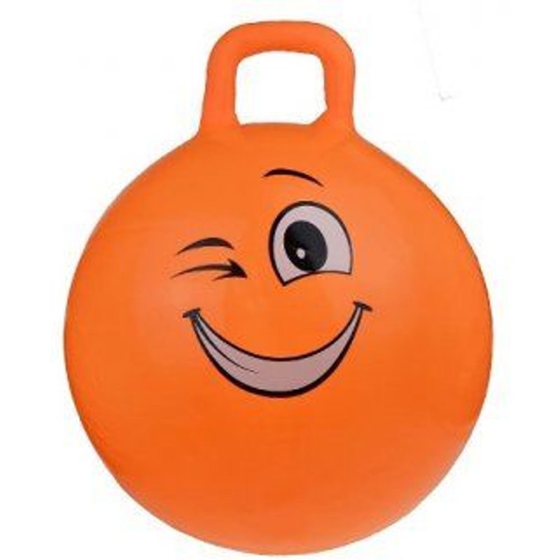 Ballon Sauteur Enfant Skippy Hop 55 Cm Orange, Visage Clin D'oeil - Avec Poignee - Pvc Epais Et Resistant - Jusqu'a 50 Kg - Jouet Motricite, Equilibre, Gym