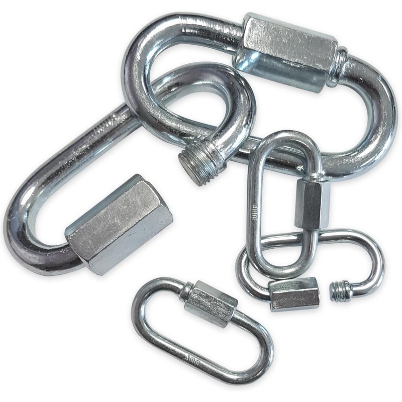 MAILLONS RAPIDES EN ACIER ZINGUE - MOUSQUETONS A VISSER de 12 MM